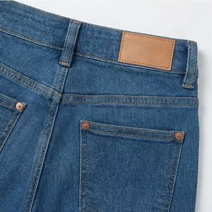 Custom <b>Women</b> Straight Flare High Waist <b>Jeans</b> Versatile Slim Wide Leg Denim Pants Washed Perforated Design Premium Trendy Wear - Product Image 5