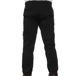 Pantalon Cargo noir pour hommes, taille élastiquée lavée et pantalons Cargo ajustés à revers, vente à chaud - Product Image 2