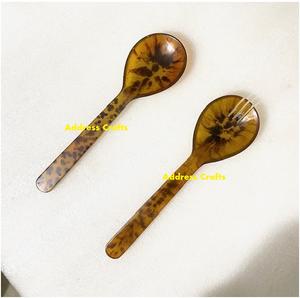 Modern Design Leopard Color Resin Food Grade Salad Tools Custom Salad Server Set for <b>Home</b> Hotel Kitchenware Resin Salad Spoon - Product Image 1