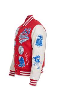 Red <b>varsity</b> <b>jacket</b> for men USA patch streetwear bomber 90s inspired patriotic <b>vintage</b> style high school Letterman <b>Jacket</b> - Product Image 4