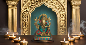 Handcrafted Brass Ganesha <b>Statue</b> <b>Religious</b> Sculpture of Ganesh Lord Ganpati for Wedding/Birthday Pooja/Temple Decor Inlay Work - Product Image 6