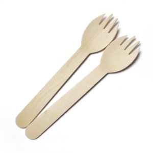 Venta al por mayor de fábrica Kego S160 160mm Spork de madera desechable biodegradable para fiestas Ecológico Precio barato 10 millones de piezas - Product Image 1