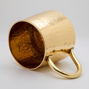 Taza de mula de Moscú martillada de latón puro de proveedor mayorista con mango Vintage mediados de siglo moderno contemporáneo - Product Image 3