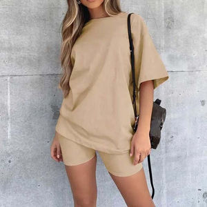 Meilleures ventes Prix de gros Vêtements décontractés Ensemble short et t-shirt uni pour femme Ensembles d'été Respirant Imperméable Personnalisé - Product Image 3