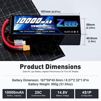Batterie Lipo Zeee Pour Drone RC FPV 4S 14.8V 3700/4200/5200/6000/6500/7000/8000/9000mAh 100C, Batterie Lipo 6S Pour Drone FPV UAV