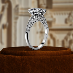 Anillo de boda de compromiso con forma de paz de diamante cultivado en laboratorio de 1 quilate clásico 3D medio pavé IGI certificado E/VS1 claridad fiesta cristianos - Product Image 4