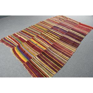 พรมคิลิมวินเทจขนาด 6.2x9.1 ฟุต พรมตุรกี พรมขนสัตว์สีแดงแบบตะวันออก - Product Image 4