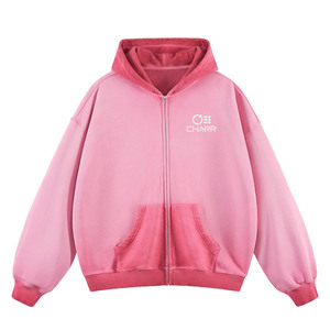 Sudadera con capucha personalizada Unisex lavado ácido francés Terry Sun Faded desgastado cremallera completa Sudadera con capucha 100% algodón peso pesado de gran tamaño para hombres - Product Image 1