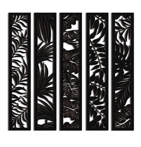 5 pièces en bois mur Art creux mur décor bois mur Accents thème panneaux de bois pour la maison décorations chambre salon - Product Image 1