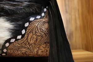 Bolsa de equipaje de pelo de vaca de viaje, bolsa de lona Vintage de cuero para acampar, senderismo, hecha a mano con flecos, bolsa de fin de semana para unisex - Product Image 4