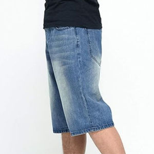 Hot Selling Men's Blue Denim <b>Shorts</b> 100% Cotton Rugged Mid <b>Waist</b> Relaxed Straight Style Denim <b>Shorts</b> - Product Image 2