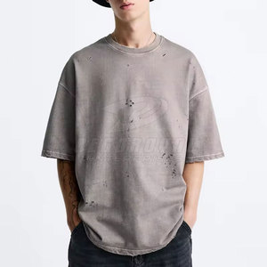 Venta caliente de moda Slim Fit Distress Camisetas Ajuste cómodo Camisetas de alta calidad Distress - Product Image 2