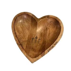 Tazón de Madera Sostenible en Forma de Corazón, Tazón para Servir Hecho a Mano de Madera Natural, Vajilla al por Mayor - Product Image 1