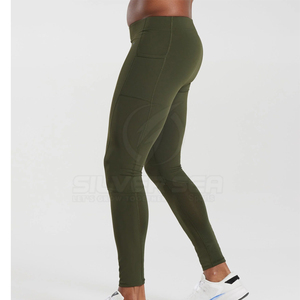 Leggings Deportivos para Hombre, Talla Grande, Transpirables, Ligeros, de Spandex/Poliéster, Sin Costuras, Largos, SILVER SEA - Product Image 3