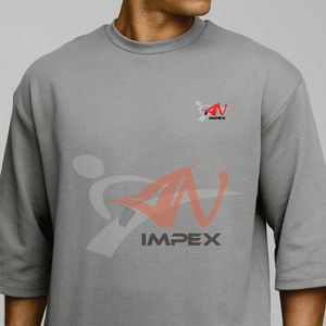 T-shirt unisexe surdimensionné en gros de 300 grammes pour hommes, coton confortable, col rond, manches courtes, avec étiquette sans étiquette - Product Image 4