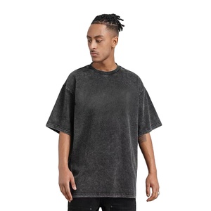 Oversized Streetwear Blank Plain Men's T-shirts Plus Size Men's Clothing <b>Acid</b> Wash Customized <b>Drop</b> Shoulder Loose fit Shirts - Product Image 1