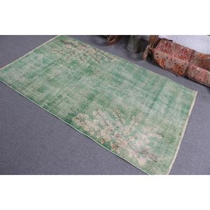 Alfombra Vintage de 3.6x6.3 pies (109x193 cm), Alfombra Turca de Lana con Diseño de Puntos Verdes - Product Image 4