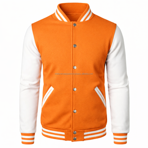 Blouson Bomber Homme Brodé Doublure Matelassée Chaude Patch Chenille Logo Personnalisé Col Montant Laine Vente en Gros - Product Image 1