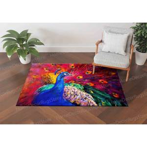 Alfombra de Lana con Diseño de Patchwork Colorido - Alfombra de Entrada Tradicional de Lujo, Ecológica, con Respaldo de Látex, Alfombra Suave - Product Image 4