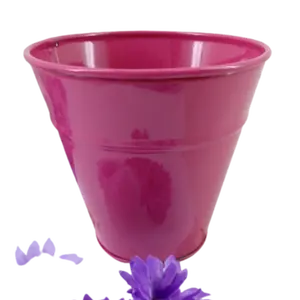 Juego de 2 macetas de jardín para interiores y exteriores de Metal hechas a mano, capa de polvo rojo rubí para decoración del hogar, maceta para plantar - Product Image 1