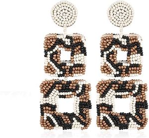 High Quality Beaded Embroidery Black With White Dangle Drop <b>Earring</b> With <b>Beautiful</b> Handmade Jewelry Fancy Style From India - Product Image 4