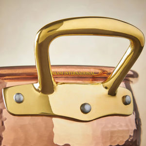 Poêlon à poisson en cuivre martelé moderne avec poignées et couvercle en laiton, ustensile de cuisine professionnel pour la cuisson à la vapeur et le service - Product Image 3