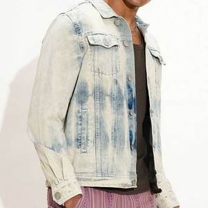 Men's Vintage <b>Stand</b> Collar Denim Jacket-Eco-Friendly Quick Dry Mid <b>Weight</b> 100% Cotton OEM/ODM Service - Product Image 2