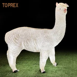 Outdoor Kerstdecoratie 3d Epoxy Hars Lichtlamp Met Schattige Alpaca Motief Lichtgevend Licht Alpaca Sculptuur Beeldje