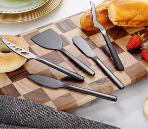 Juego de cuchillos de queso de acero inoxidable con mango simple de 5 piezas hechos a mano de lujo disponibles en multicolor al mejor precio de la India - Product Image 6
