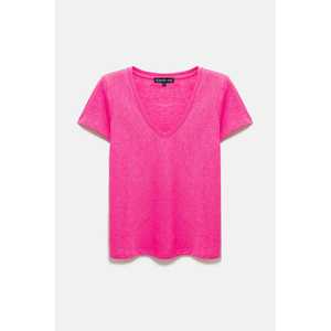 T-shirt basique en lin à col en V - Product Image 4