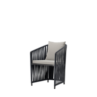 Silla de comedor de aluminio para exteriores con asiento de cuerda de olefina, grado contractual para hoteles y resorts