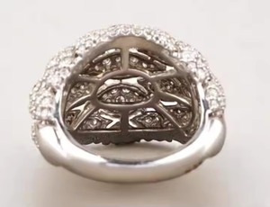 Anillo de boda de oro blanco de 14kt con aprox. Racimo de cúpula en negrita de diamante redondo de corte Natural de 5 quilates para compromisos de cóctel anillos finos - Product Image 5