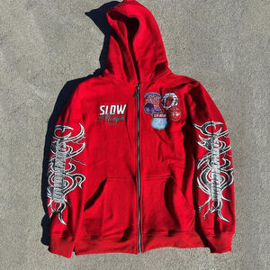 Sudadera con Capucha Personalizada de Estilo Urbano, Bordada, Ecológica, 100% Algodón, Lavado Ácido Desgastado, Corte Regular, Vintage, con Pedrería - Product Image 2