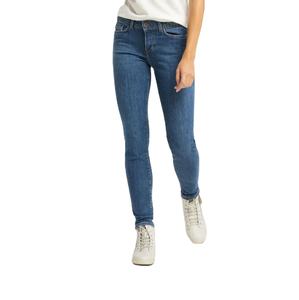 กางเกงยีนส์ขาตรงเอวสูงสำหรับผู้หญิงแฟชั่นสีฟ้าฟอกสีกางเกงแบรนด์สำหรับผู้หญิง - Product Image 4