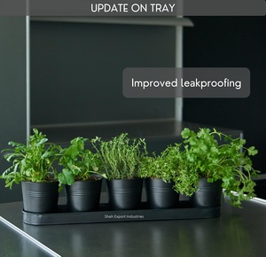 Jardinière élégante en métal avec rebord de fenêtre, ensemble de jardinières avec plateau, décoration de maison de ferme et de jardin, pot d'herbes noires - Product Image 3