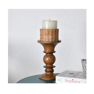 Nouvel article 2024 rotin naturel avec bougeoir en bois pour Noël, support de bougies d'aromathérapie romantique pour la Saint-Valentin - Product Image 1