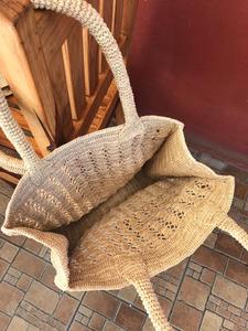 Lindo bolso de rafia para mujer de Madagascar, bolso de mano con bolsillo interior con cierre de cordón con asas de rafia y esquinas - Product Image 6