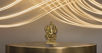 Statue d'Idole Ganesha Petite Figurine Murti Sculpture pour la décoration intérieure Décorations de temples Pooja Mini Laiton Moderne Or Vertical