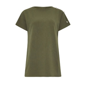 Camiseta sencilla de cuello redondo para mujer, camiseta de manga corta para el día a día, ropa informal de moda, venta al por mayor - Product Image 1