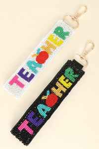 Porte-clés artisanal en verre perlé MS Handicraft avec anneau en acier inoxydable |   Porte-clés décoratif léger et coloré |   VRNQ - Product Image 2