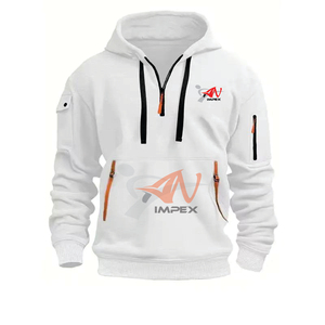 Sudadera con Capucha de Alta Calidad para Hombre, con Logotipo Personalizado, para Otoño, Impermeable, Material Flexible de 300g, con Cierre de Cremallera de un Cuarto - Product Image 1