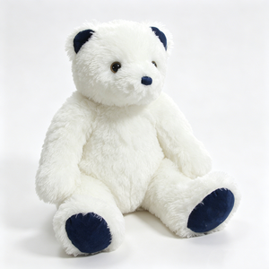 Mochila de Felpa Blanca Personalizada con Orejas y Patas Azules Oscuros, Diseño Esponjoso con Detalles Azul Marino, Relleno de Algodón PP, Tamaño de 51 cm a 99 cm - Product Image 1
