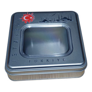 Caja de Regalo Cuadrada Personalizada de 198x198x45 mm, Caja de Hojalata de Grado Alimenticio con Ventana - Product Image 3