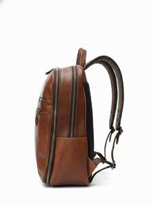 Mens <b>Brown</b> Genuine <b>Leather</b> <b>Laptop</b> Backpack 15 Inch Large Capacity Lightweight Luxury Travel Business <b>Bag</b> Cotton Lining Zipper - Product Image 2
