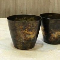 Grand pot de bougie Antique rond en métal, meilleure vente, récipient de bougie plaqué de haute qualité pour votre maison