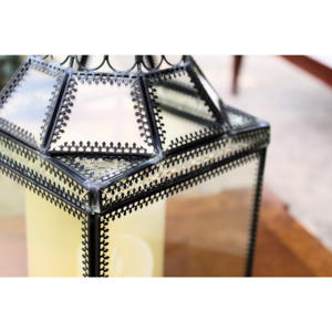 Bougeoir à pilier en verre biseauté 2025 avec jante en métal noir pour la décoration intérieure et les célébrations de mariage/Noël - Product Image 3