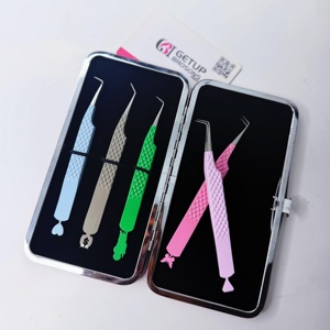 Pince à épiler pour extensions de cils en acier inoxydable, 90/45/Courbe, isolations multiples, revêtement en poudre, antistatique, prise parfaite, couleurs variées, personnalisable - Product Image 1
