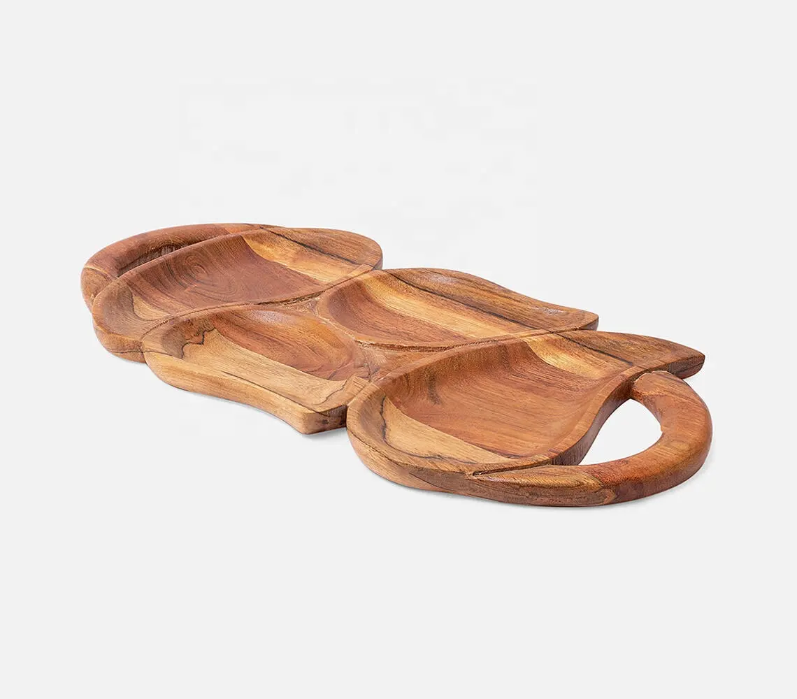 Hand Carved Wooden Fruits Shape Platter Serve Ware Manufacturer Wholesaler