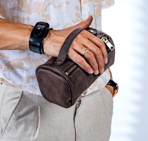 Custom Large <b>Travel</b> Shaving Dopp <b>Kit</b> Water-resistant Bathroom Toiletries Organizer Leather Toiletry Bag for Men LTB-0009 - Product Image 1