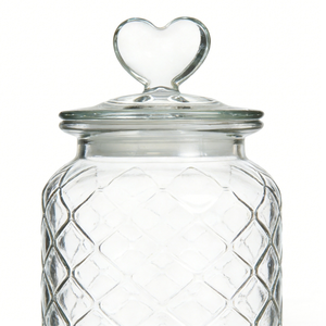 Ensemble de bocaux de conservation alimentaire en verre gaufré diamant hermétique avec couvercle en forme de cœur, écologique, organisateur de garde-manger de cuisine - Product Image 2